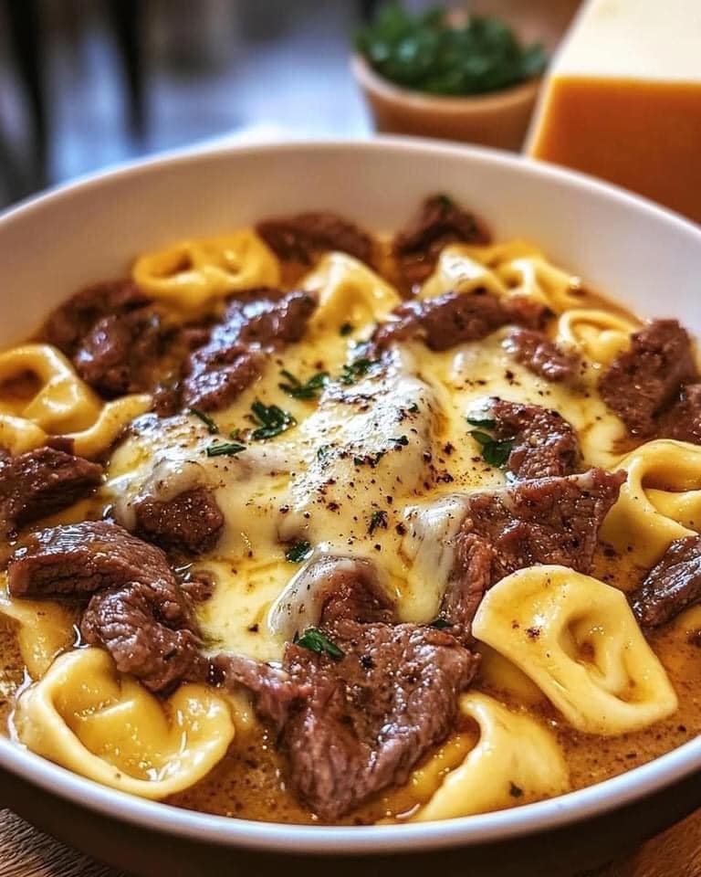 Cheesesteak Tortellini in Rich Provolone Sauce 461585980_122186520068196506_532940598064871717_n